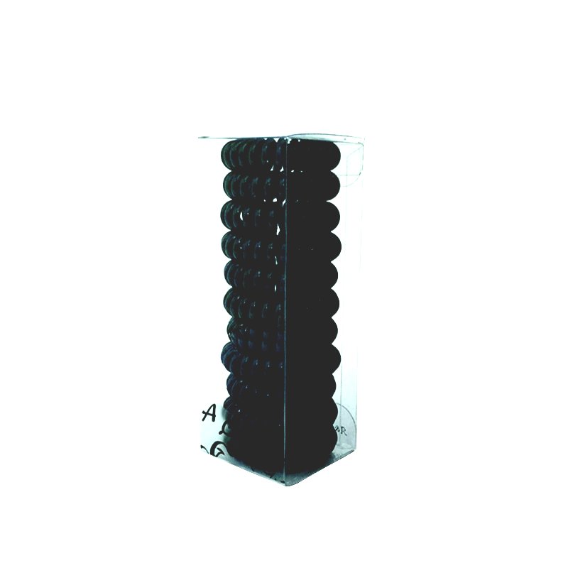 Haargummi AA Telefonkabel schwarz, DICK 3,8cm 11er Pack EX